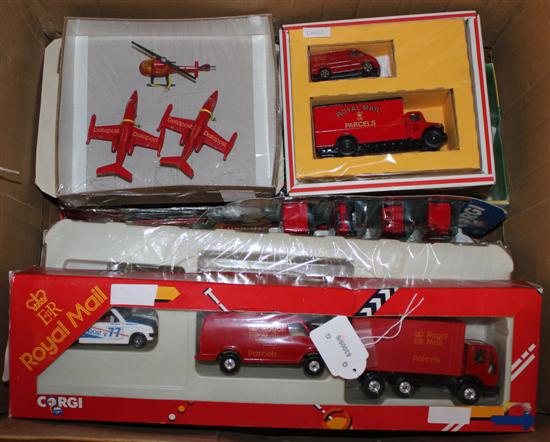 Corgi & other postal-related diecast vehicles, inc trucks, buses, vans, cars & planes, mainly unboxed, VG (70 approx)
